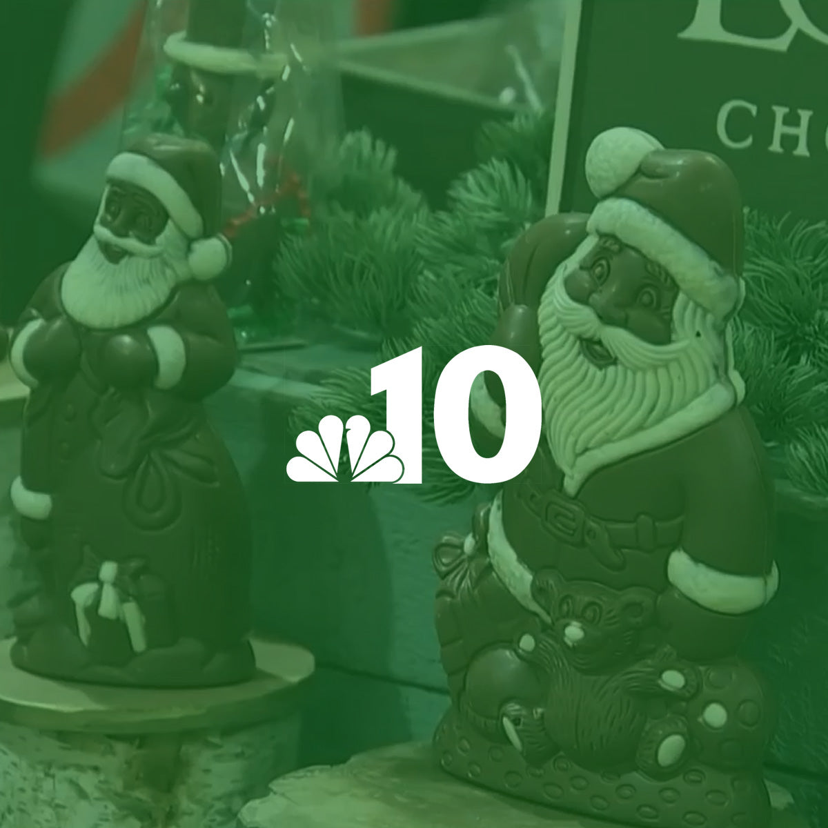 NBC10 logo over Lore's Santa Chocolates