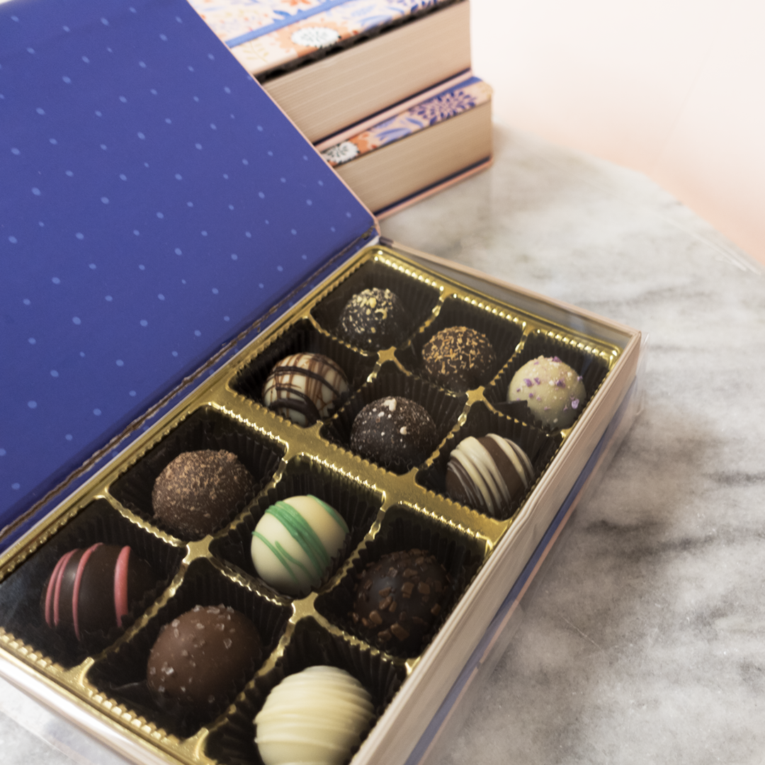 Close up of Truffles in Book assortment
