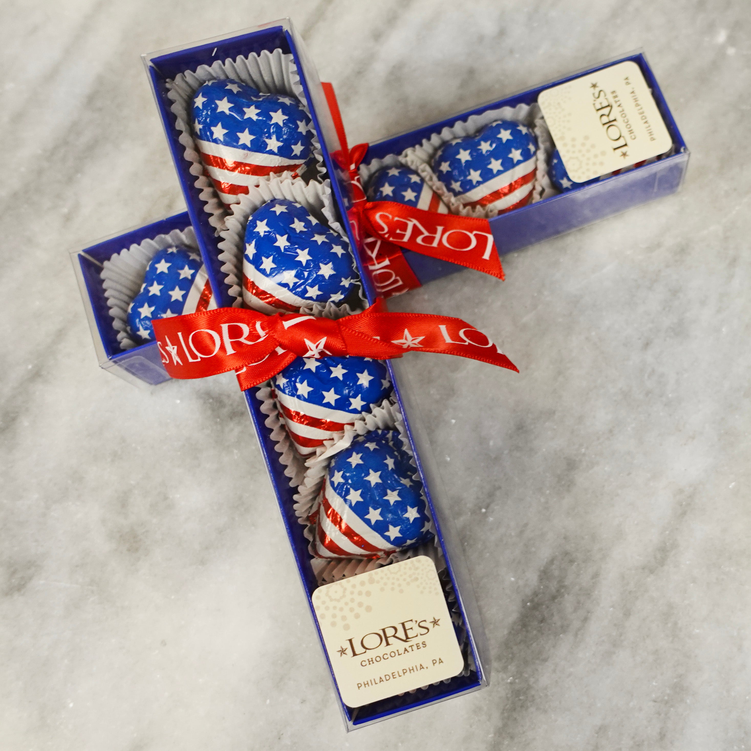 Foiled American Hearts Solid Chocolate