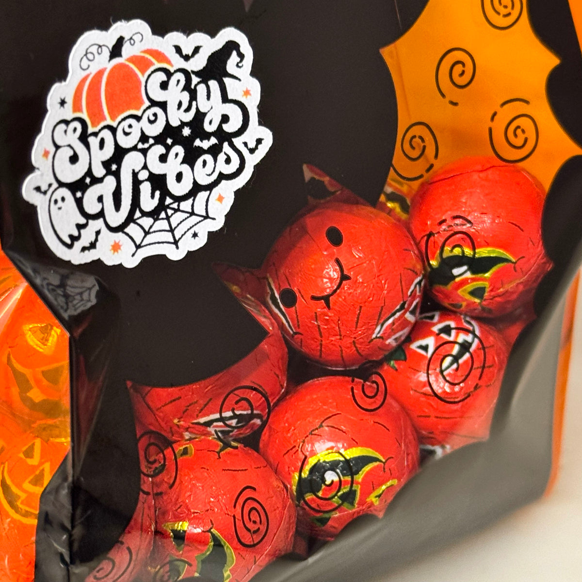 Foiled Crispy Milk Chocolate Halloween Pumpkin Faces