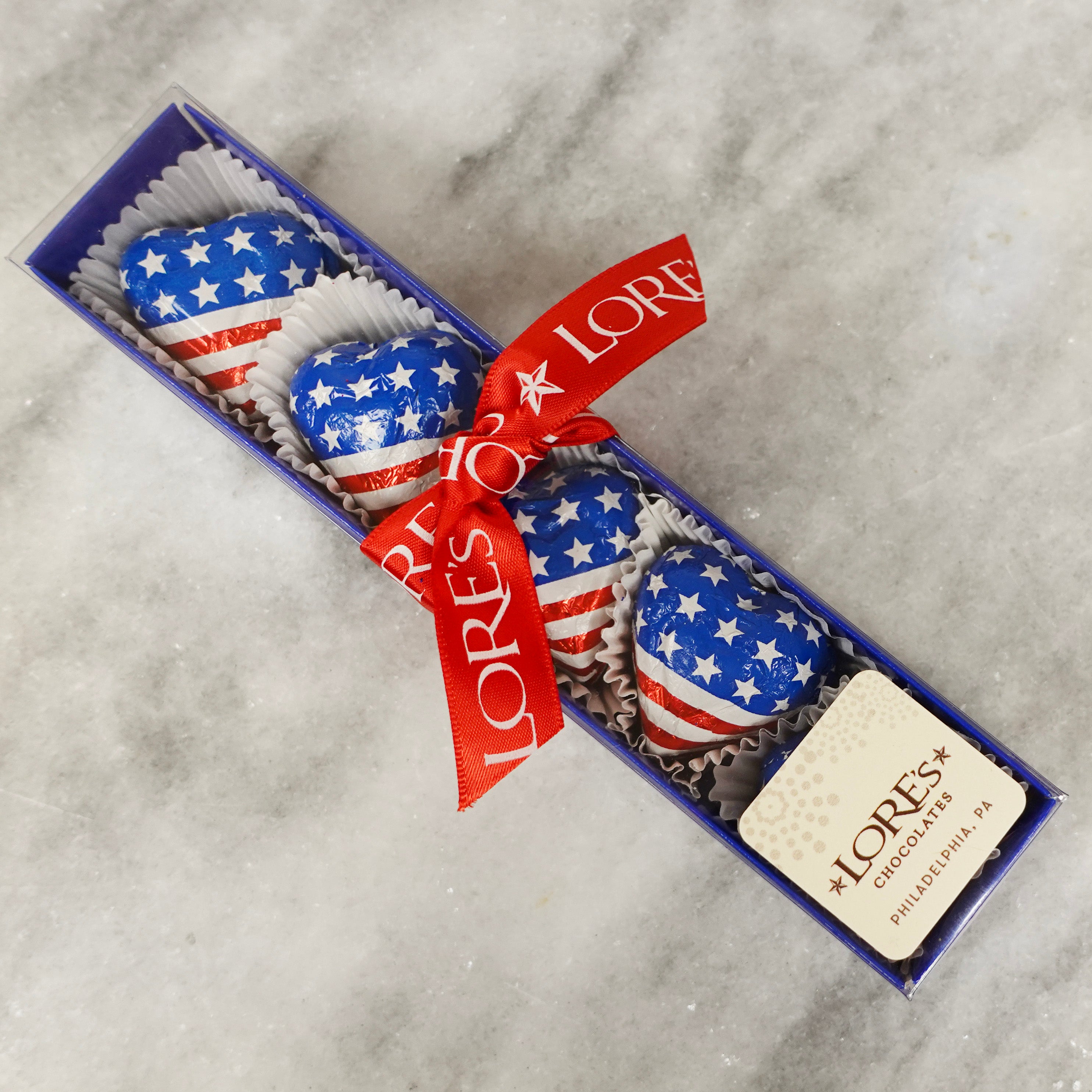 Foiled American Hearts Solid Chocolate