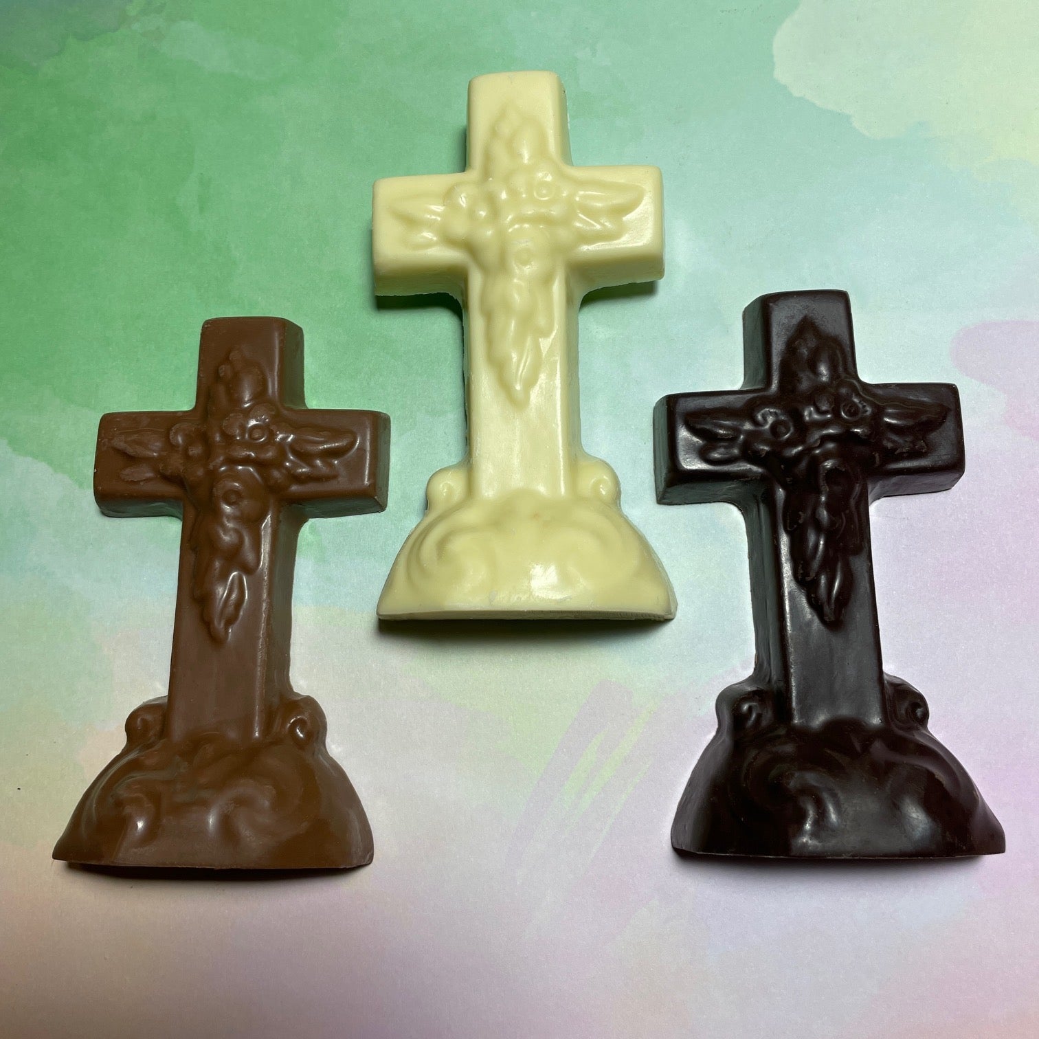Lores Chocolates-Cross Solid Chocolate-milk chocolate-dark chocolate-white chocolate-easter tradition