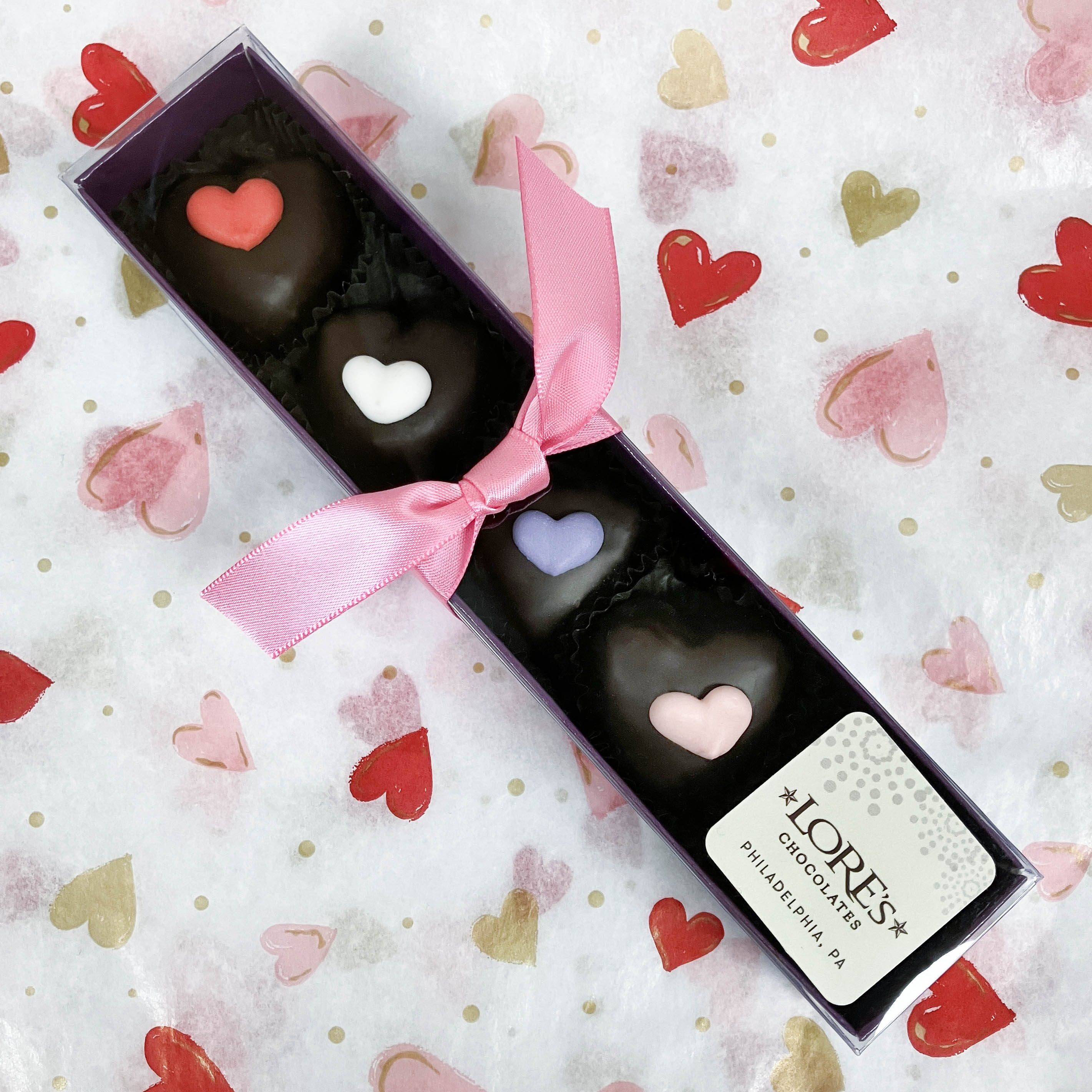 Valentine's Decorated Butter Cream Hearts - Dark Chocolate