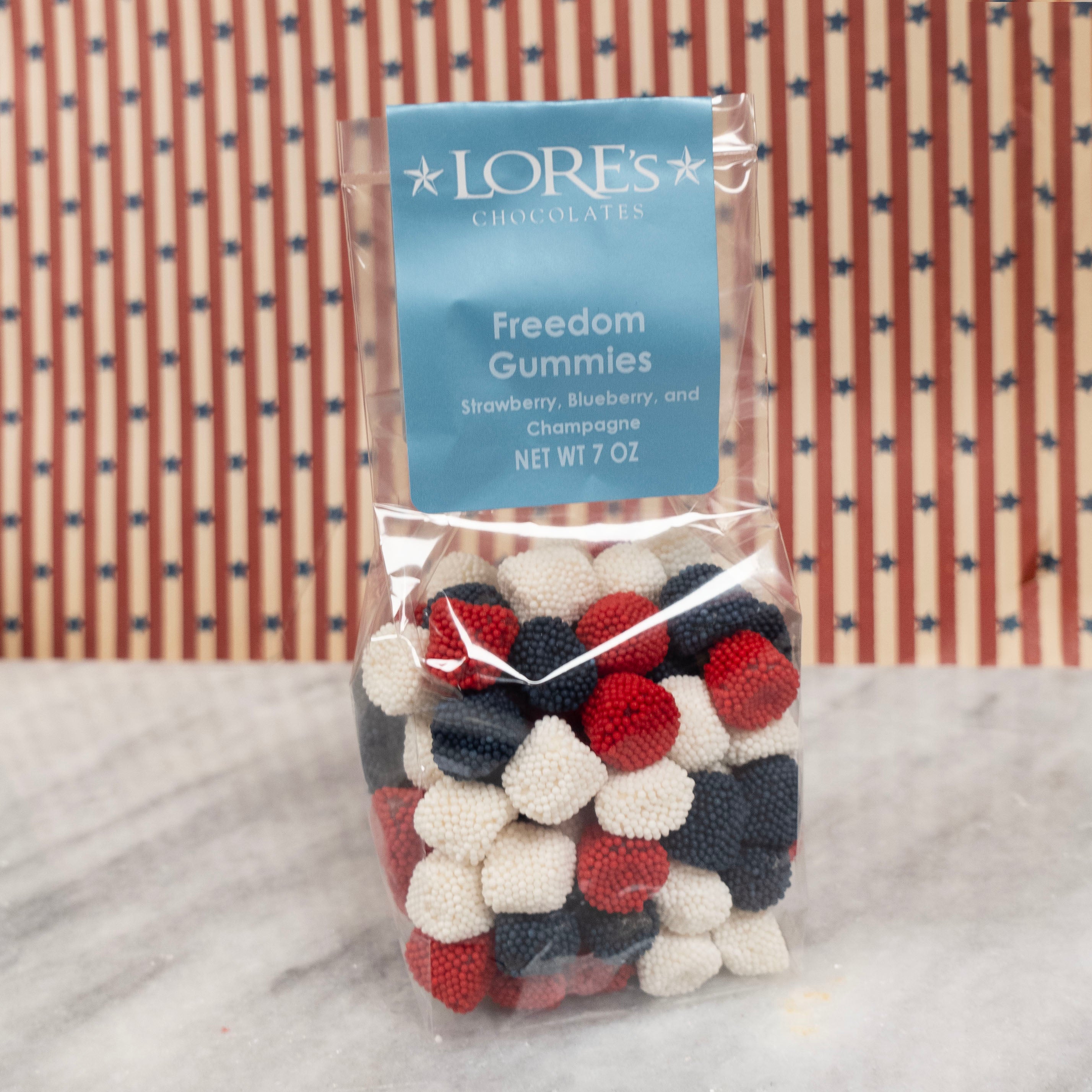Freedom Gummies - Red, White, and Blue for USA gummies with crunchy sprinkles