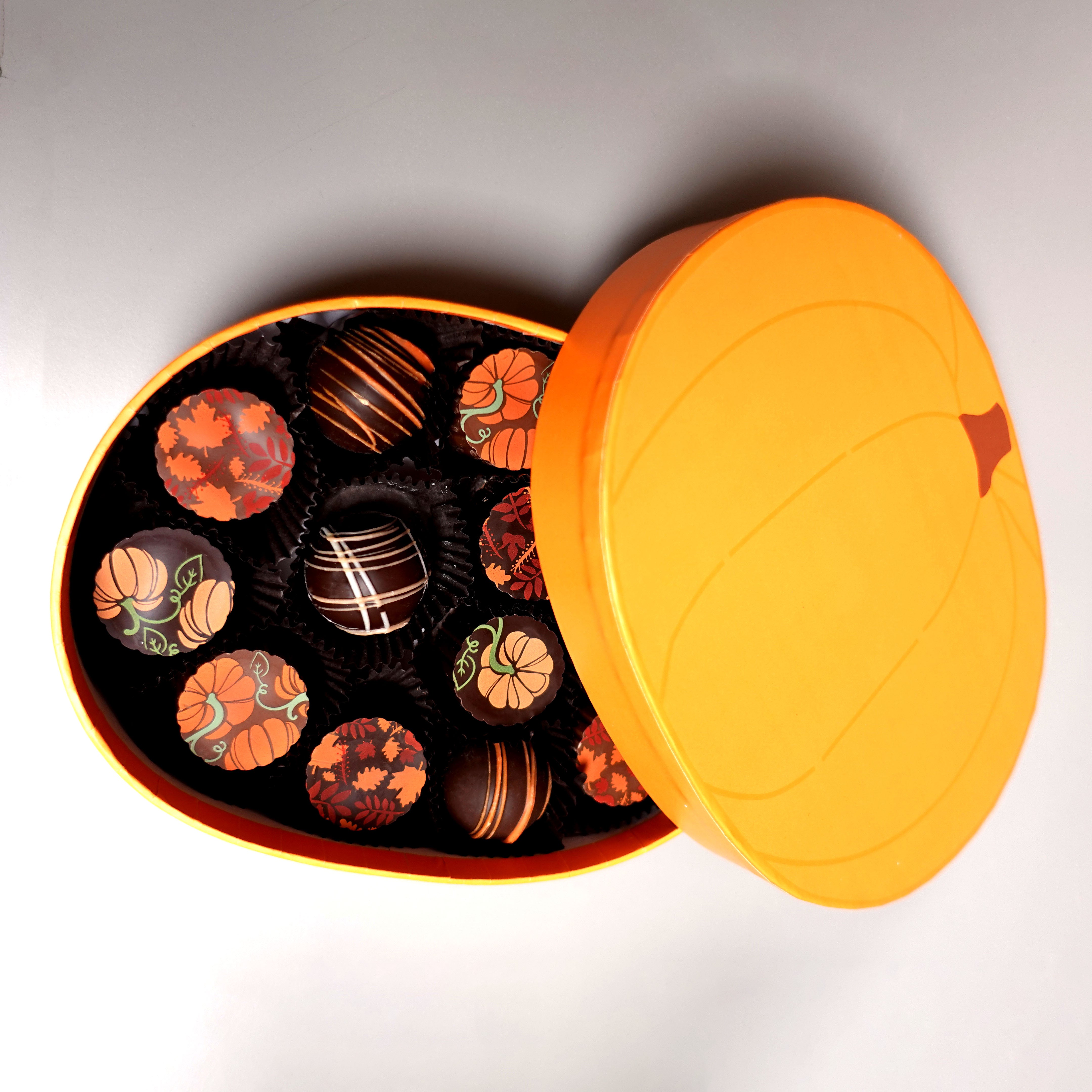 Pumpkin Gift Box with Decorated Chocolate Truffles