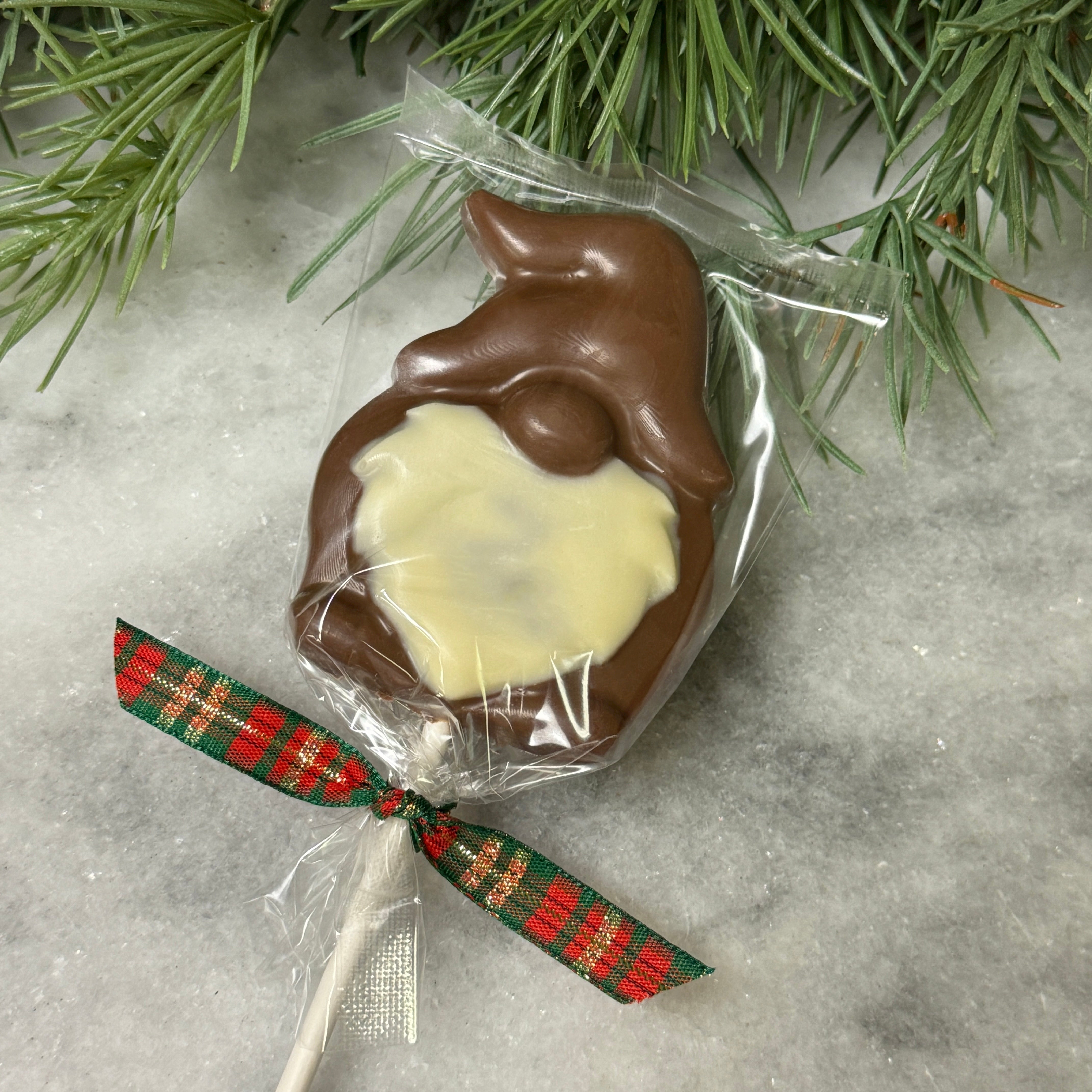 Milk Chocolate Gnome Lollipop witih white chocolate beard