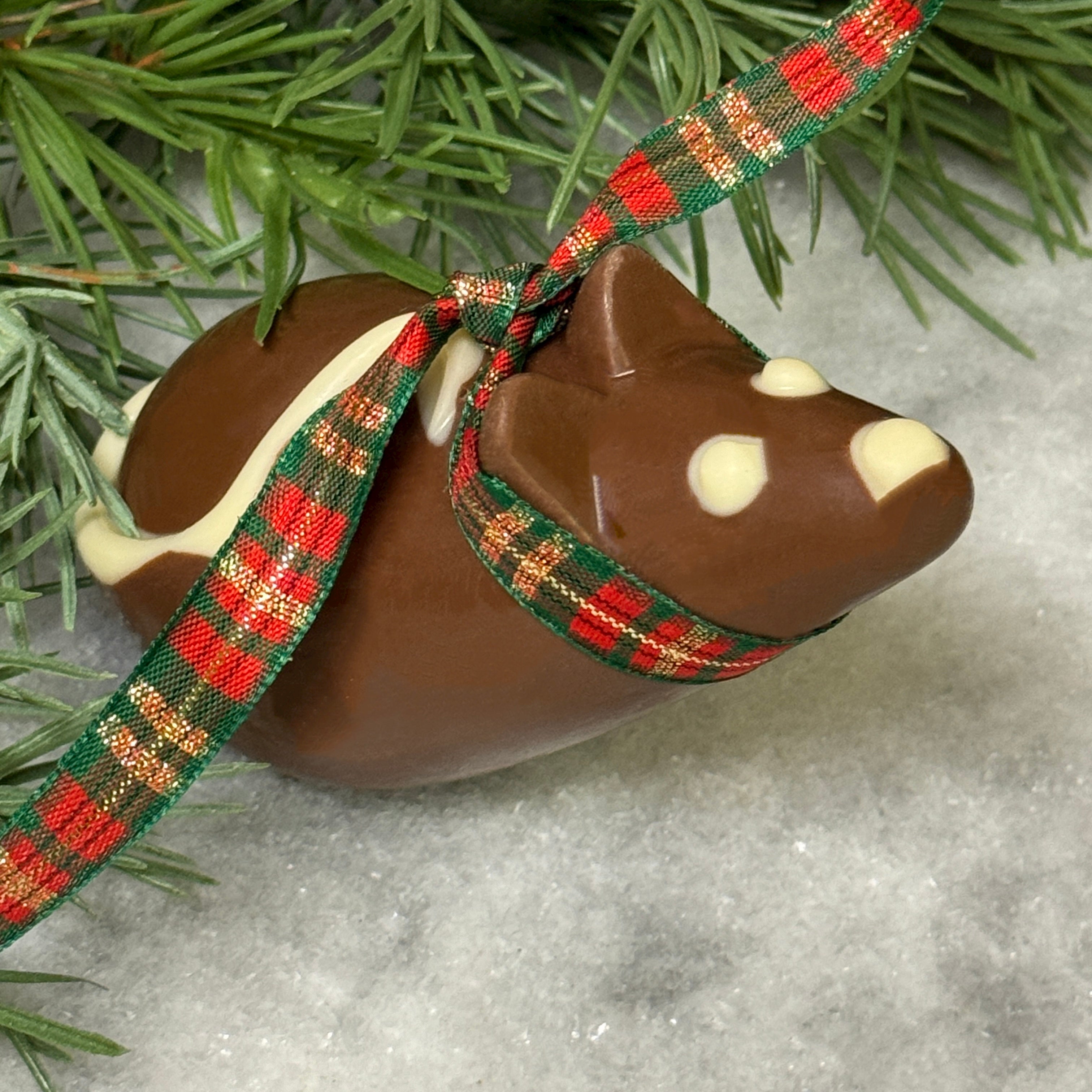 Christmas Mouse - Semi-solid, milk chocolate.