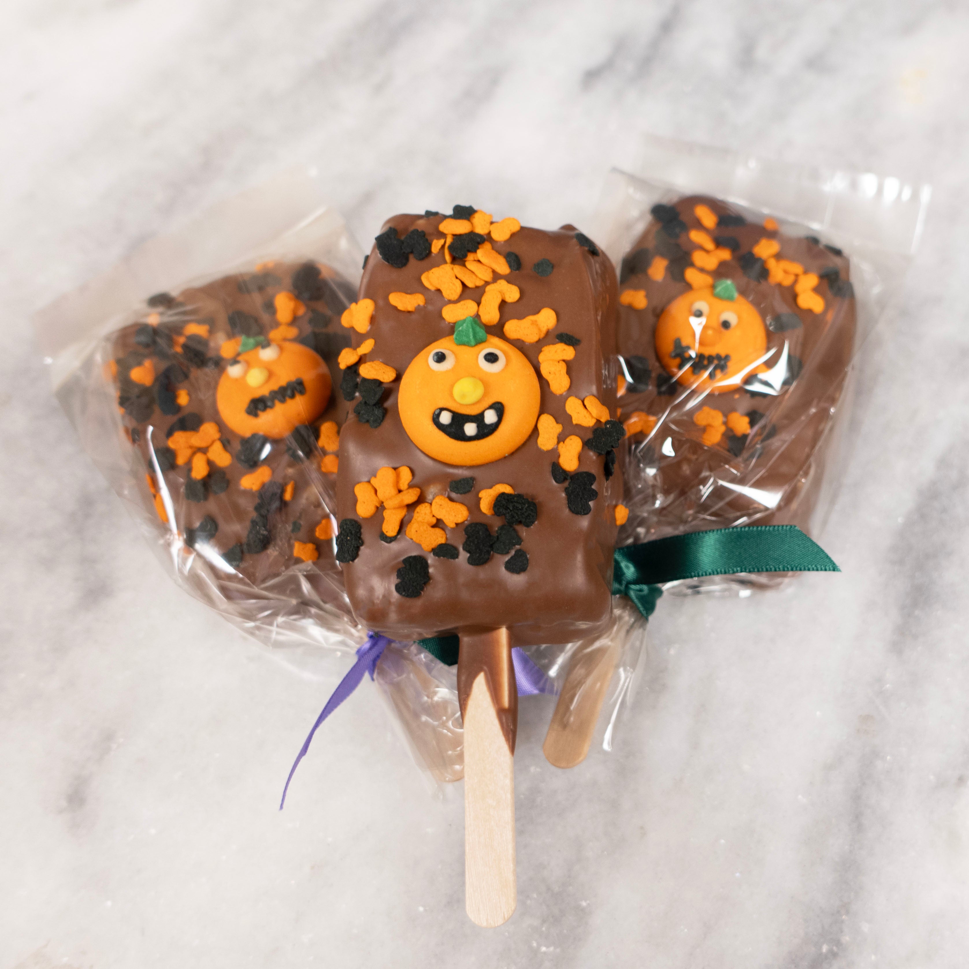 Halloween Milk Chocolate Rice Crispy Treat Pops