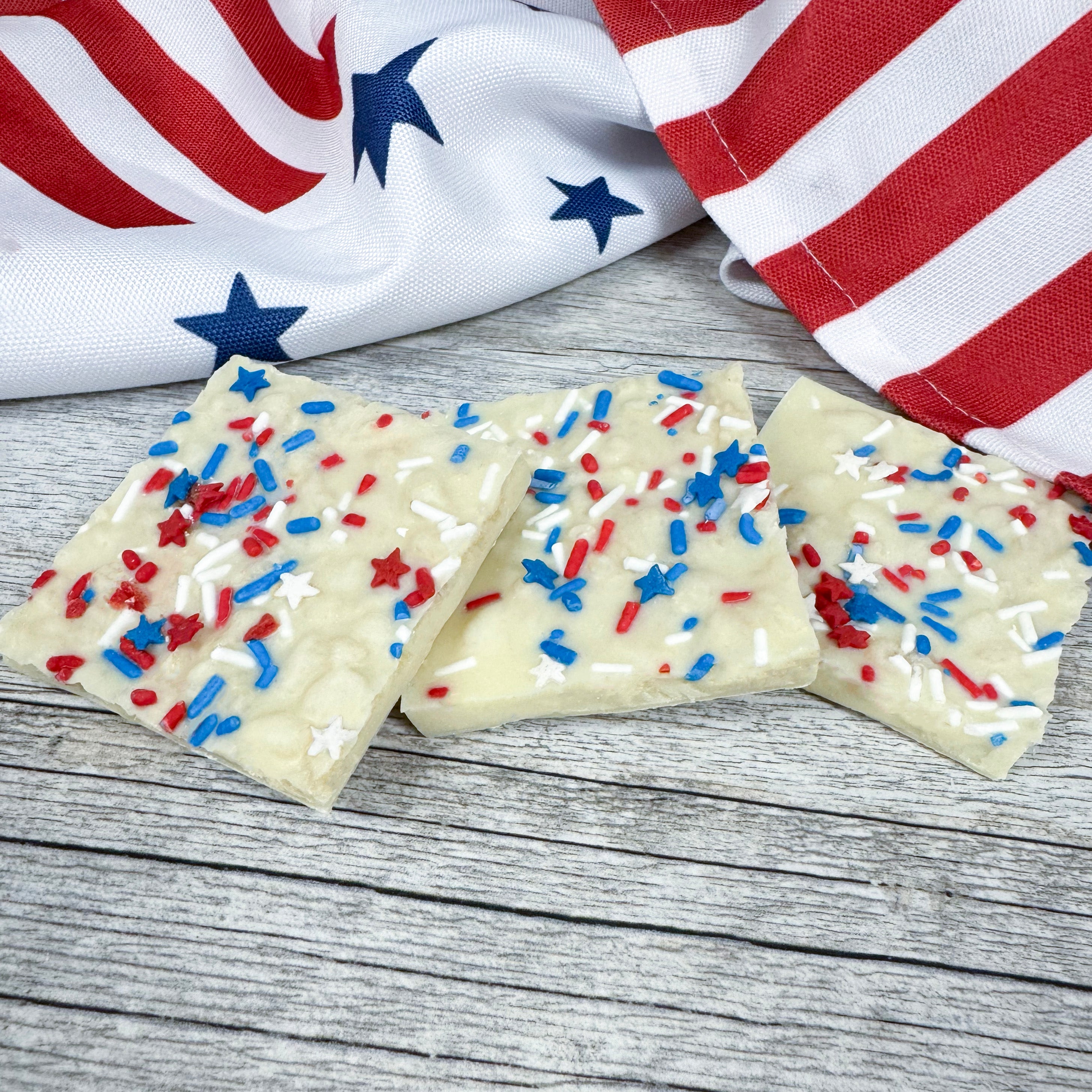 Patriotic Rice Crispy Bark - Red White & Blue